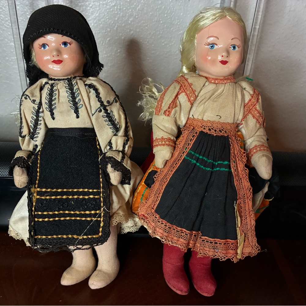 Lot Of 2 -  Antique Doll 1900’s Cellulite Face Cloth Body